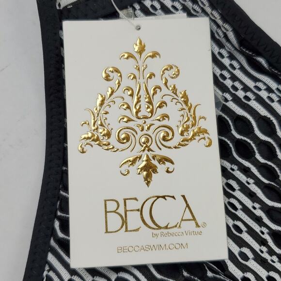 Becca Women's Black White Virtue Reveal Hipster Swim  Bottoms Size M - Picture 4 of 7